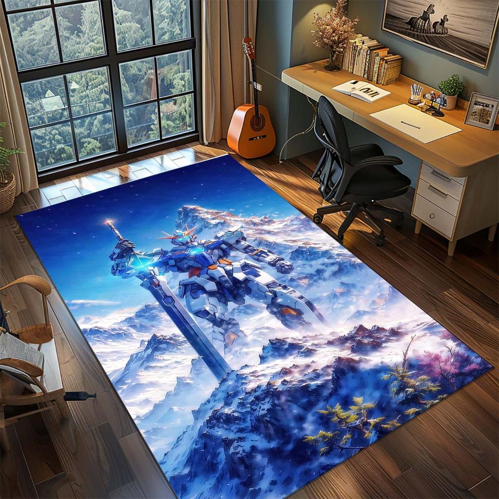 Gundam Anime Mecha Robot Rug Carpet Large Area Rug Non Slip Washable Floor Mat Gamer Room Bedroom Home Decor