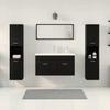4 Piece Bathroom Furniture Set Black Oak Effect Wood Based Material