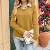 Women's Striped Knit Pullover Sweater Loose Fit Long Sleeve Casual Top