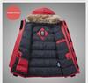 Men's Large Hooded Goose Down Jacket with Fur Collar, Outdoor & Winter Warmth
