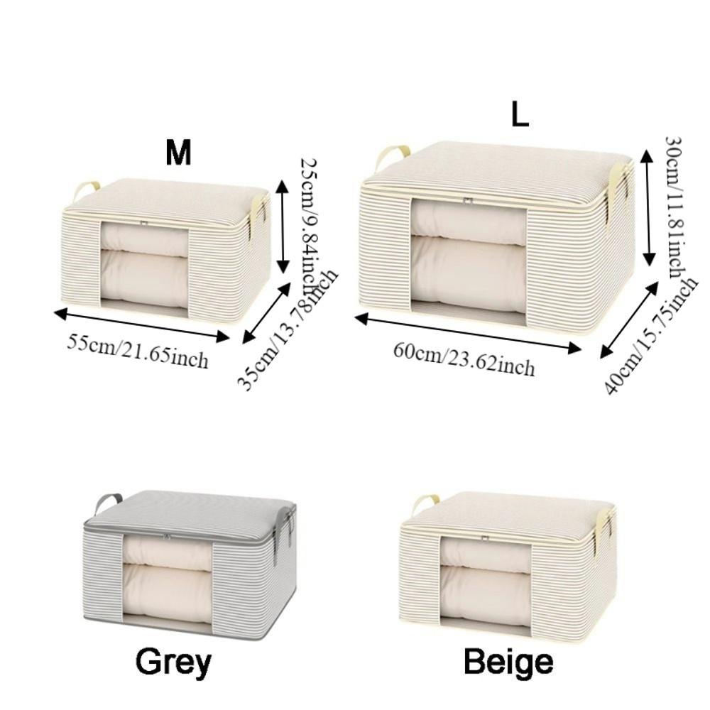 Large Capacity Striped Visible Storage Bag Non-Woven Fabric Quilt Storage Box Quilt Storage