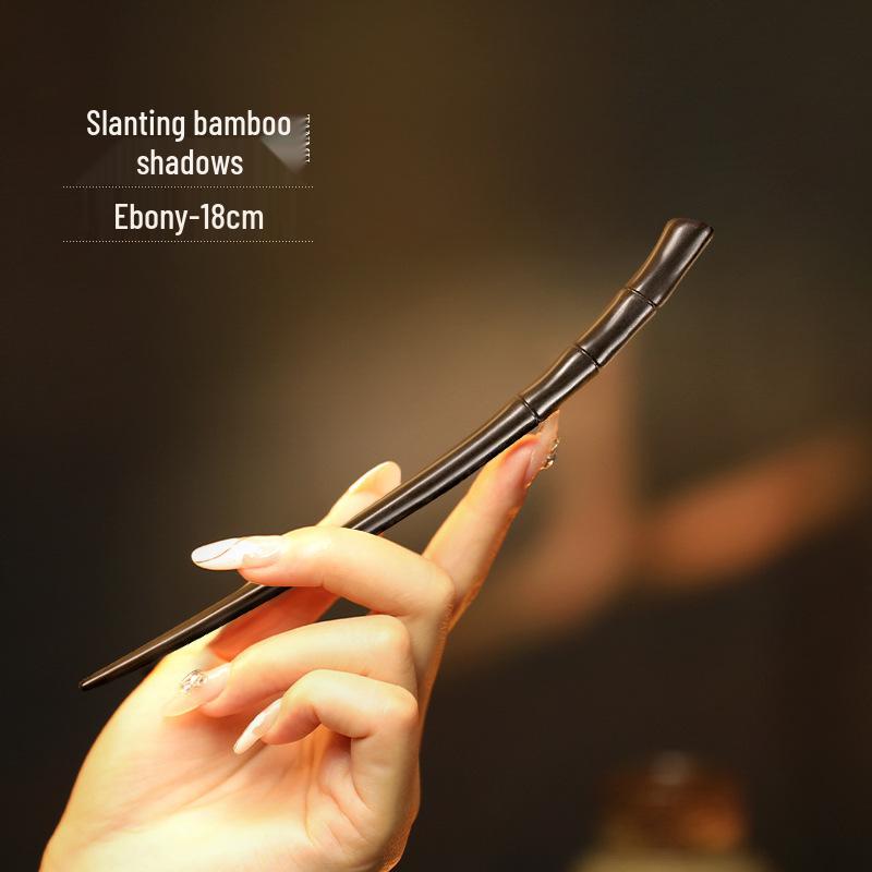 Elegant Handmade Black Sandalwood Hairpin: New Chinese Style, Ancient-Inspired, Simple, Everyday Wooden Hairpin for Women