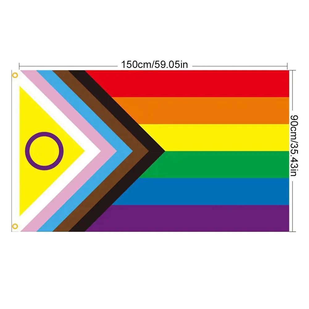 90X150cm LGBT Pride Rainbow Flags Banners Vivid Color Rainbow LGBT Decorative Garden Flag Double Stitched for Home/Outdoor Decor