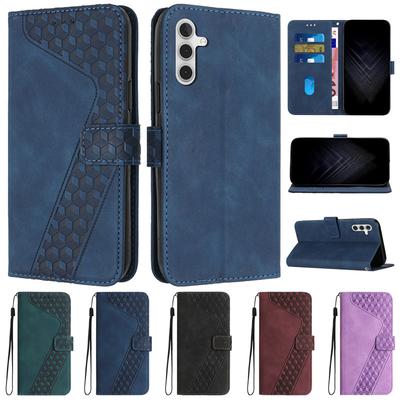 Pouzdro A35 pro Samsung Galaxy A35 Kryt 3D Geometrická Mřížka Kožené Vyklápěcí Peněženkové Pouzdro na sFor Fundas Samsung A 35 A55 Pouzdra na Telefon