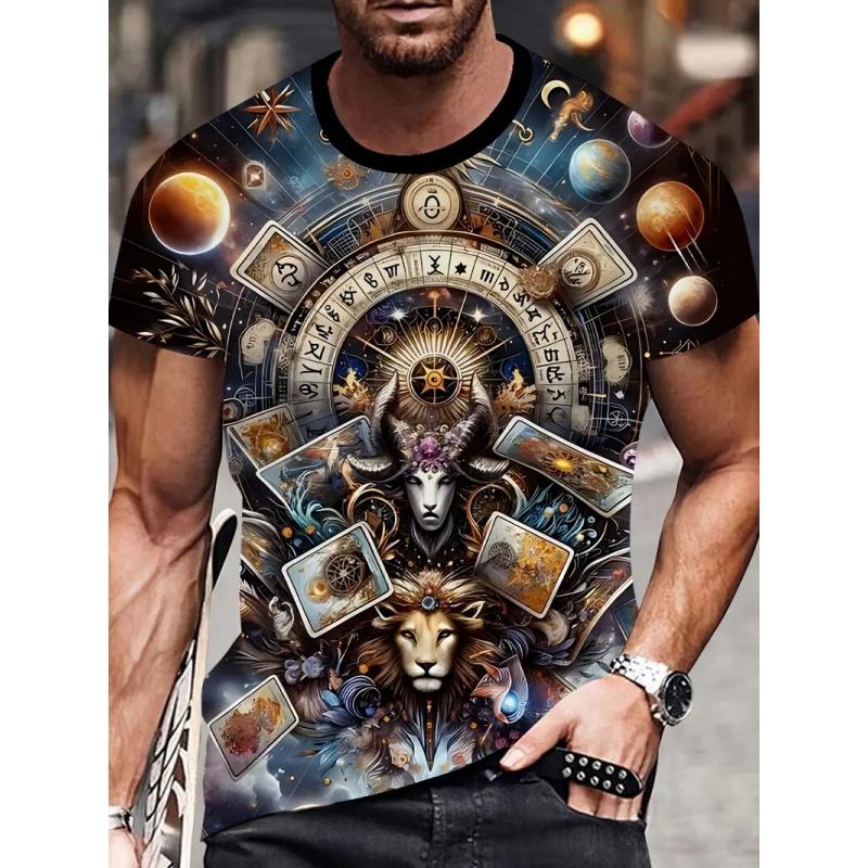 Men's Simple Top Fashion Printed Short Sleeve Loose T-Shirts Men’s
