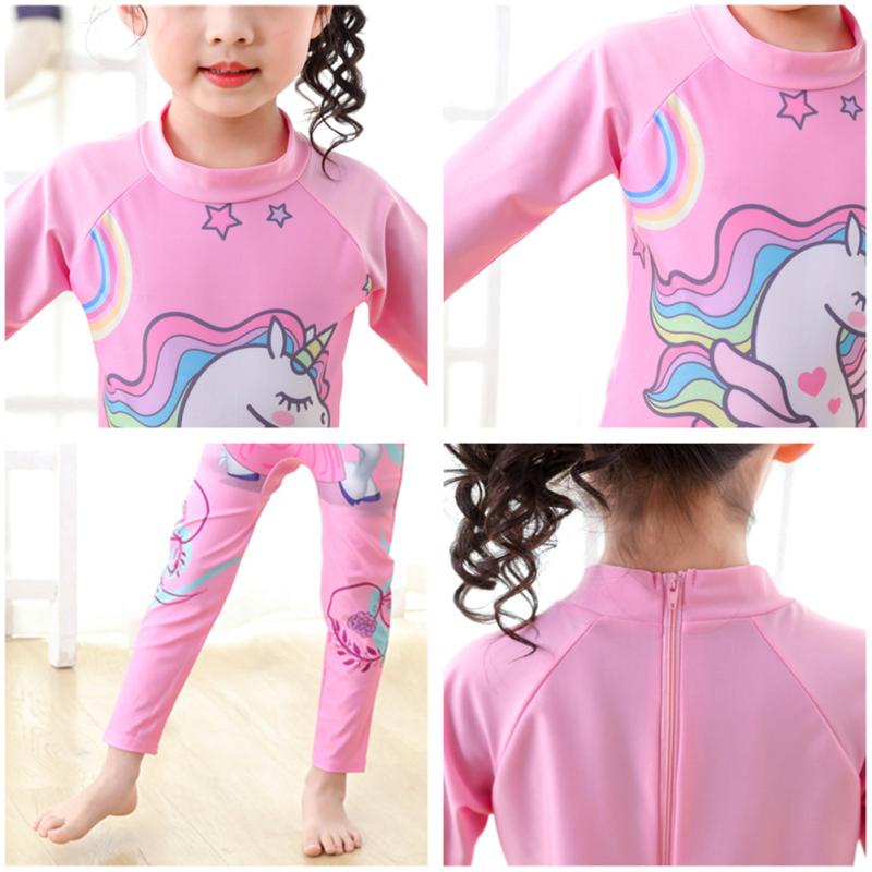 Children Swimwear Cartoon Sunscreen Long-sleeve Diving Suit For 3-11 Years Old Kids