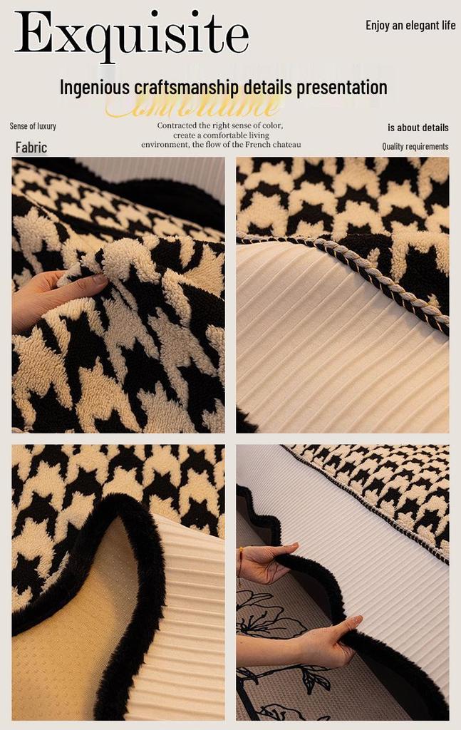 High-End Fluffy Houndstooth Patchwork Sofa Cushion - Non-Slip Seat Cover 2026