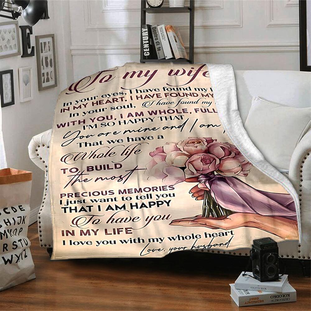 1pc Love Envelope for Wife Blanket, Lightweight Flannel Throw For Sofa, Bed, Travel, Camping, Livingroom, Office, Couch, Chair