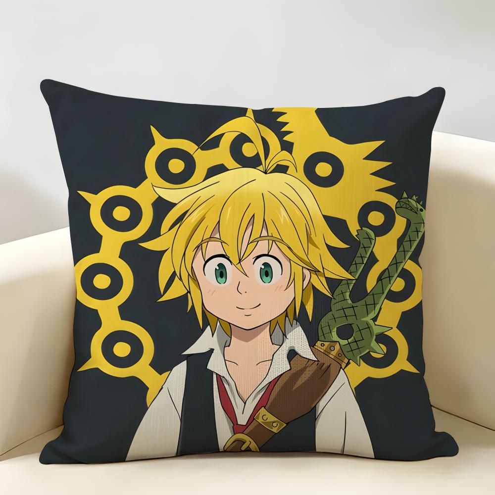 Anime DDeadly SSins Cushion Cover Natural Linen Organic Fabric DoubleSided Printing Room Sofa Decor Pillow Case