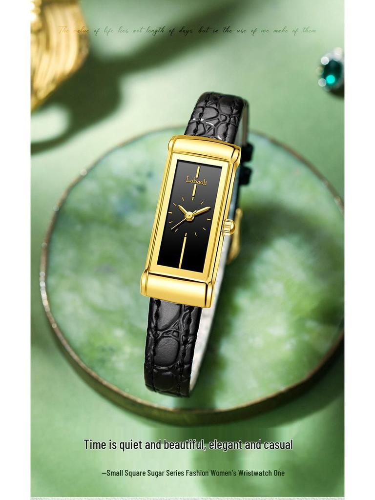 Reloj de Cuarzo Cuadrado para Mujer Laboli Estilo Retro con Correa de Cuero