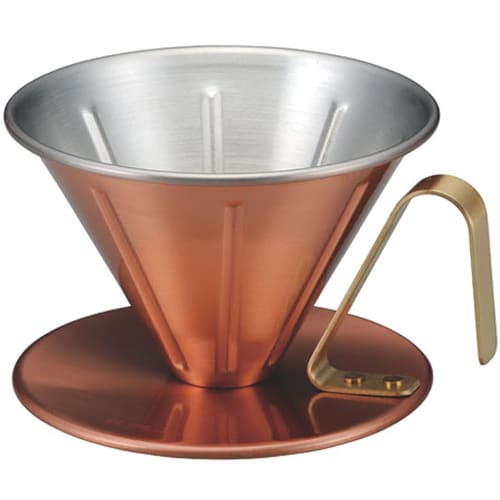Tanabe Kinzaku Copper Coffee Dripper, Small, Ribbed (Serves 1-2 people) 4246