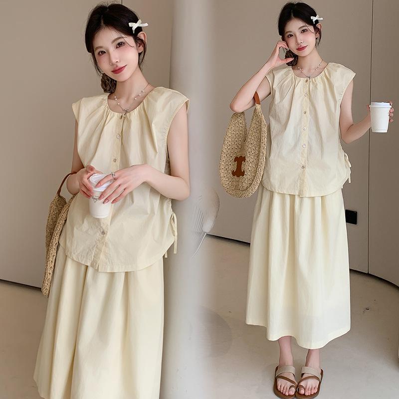 2026 Summer Petite Maternity Fashion: French Style Vest and Skirt Set