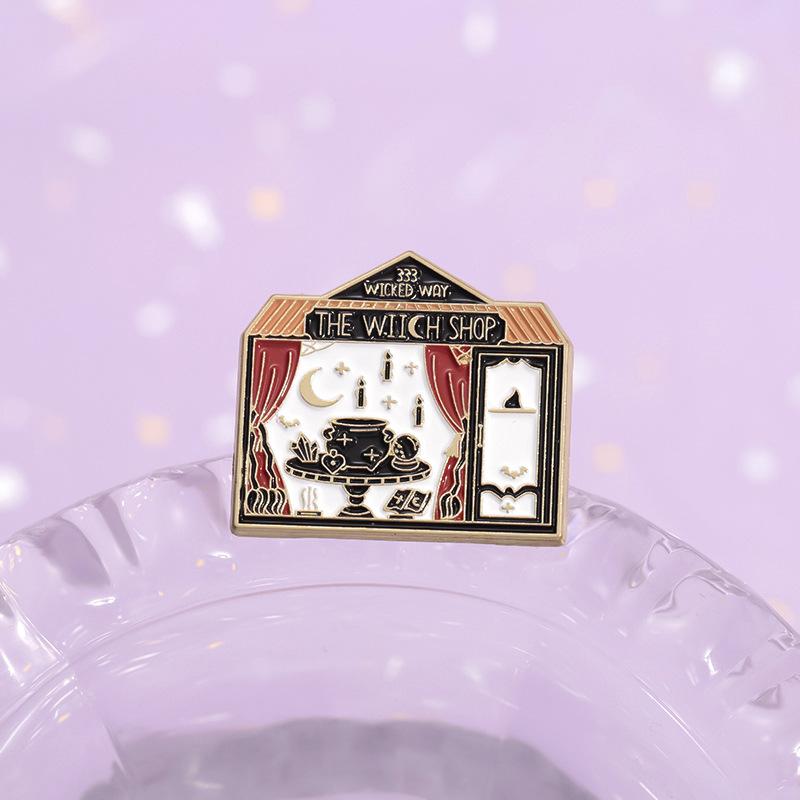 Bat Cartoon Unique Crystal Moon Wand Brooch Fun Metal Badge For All Occasions