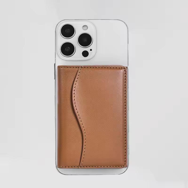 Innovation Cell Phone Stand Magnetic Card Holder Cell Phone Holder with Card Slots Magnet Card Pocket for Smart Phone Holders Magnetic коричневый
