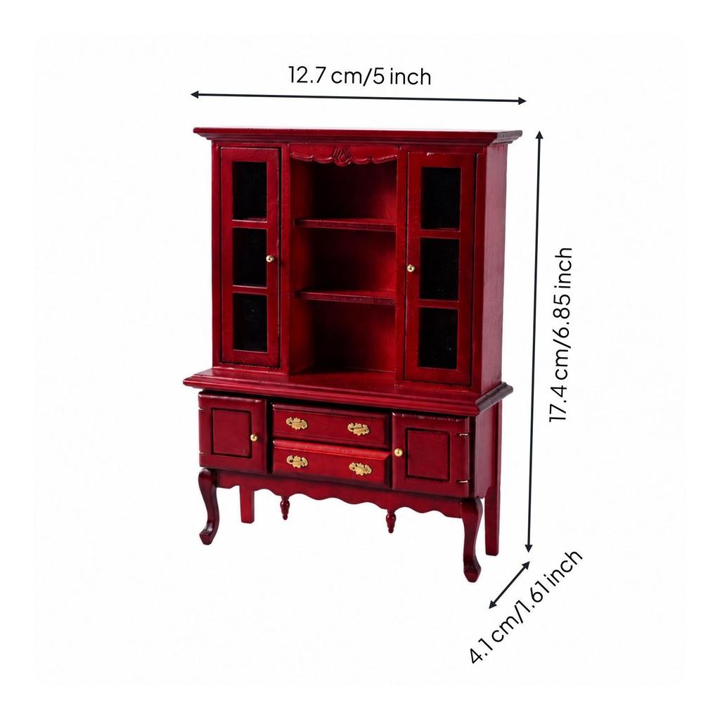 Versatile 1:12 Scale Wooden Display Cabinet Functional Miniature Cupboard Sturdy