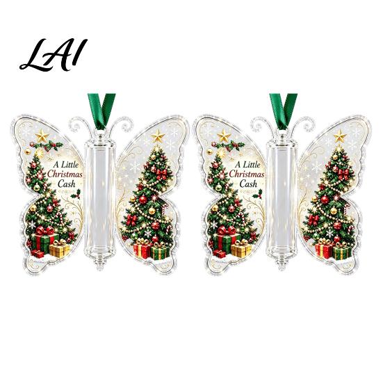 Decorative Ornaments for Parties Butterfly Cash Gift Ornament Christmas Money Holder Hanging Decor with Holiday Decorations Festive Print,