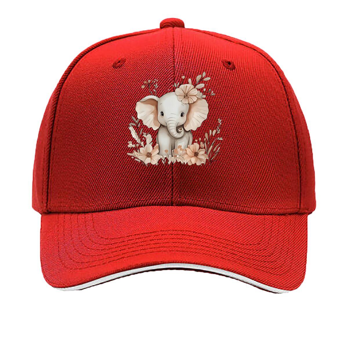 Cute Elephant Floral Sandwich Baseball Cap One Size