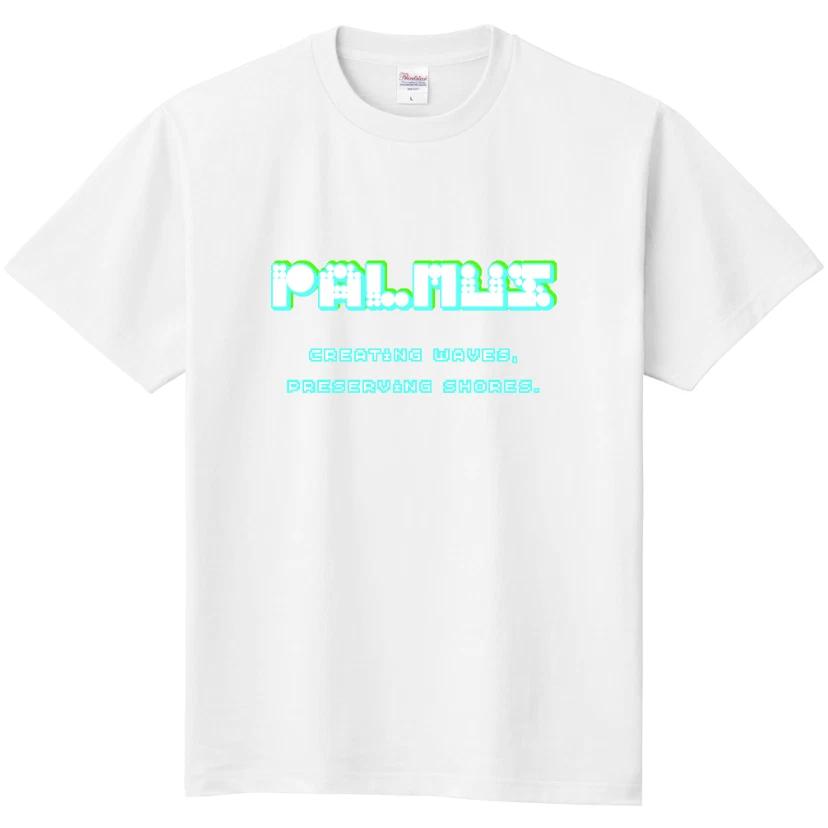 PALMUS Neon Tech Logo T-Shirt 100% Cotton Regular Fit White Graphic Tee XL