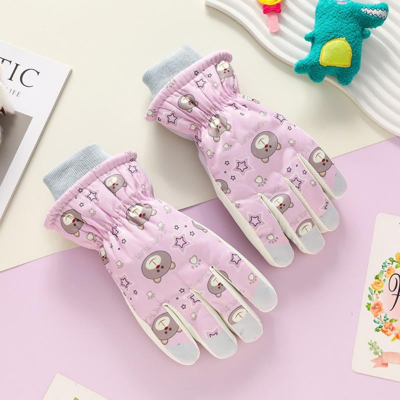 

Children s gloves autumn and winter outdoor water-proof boys and girls windproof thickened skiing riding fleece anti-cold gloves One Size