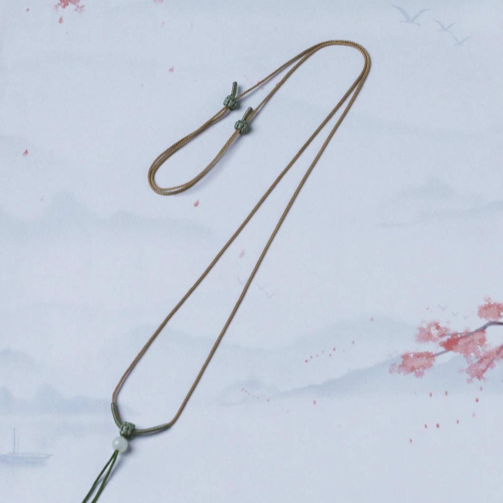 High-End Men's and Women's Jade Peace Buckle Pendant Necklace with Red, Ultra-Thin Rope