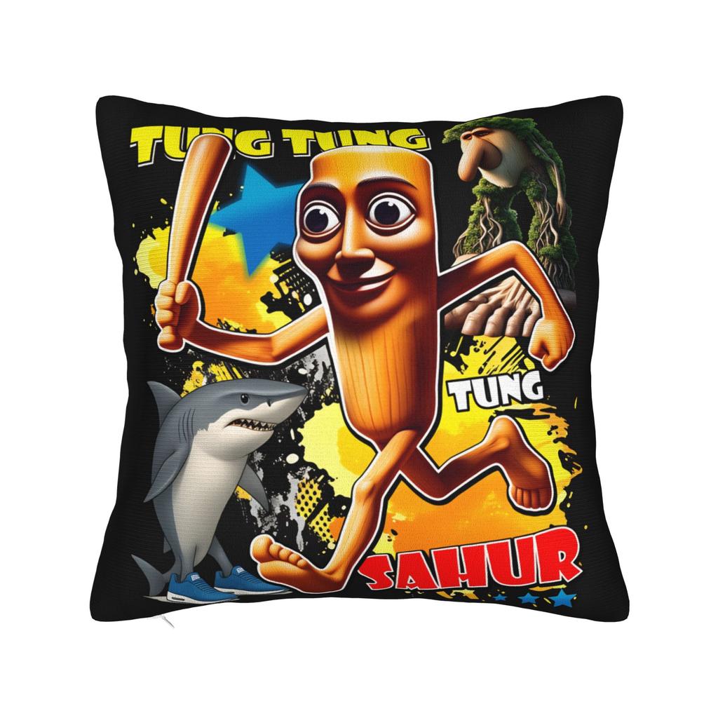 Federa Cuscino Tung Tung Sahur Cartoon Friends Copricuscino Comodo per Sedia Salotto Federe Cuscino Retro Trendy