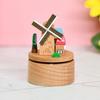 Rotating Wooden Music Boxes Christmas Santa Gift Theme Handcrafted Melodys Home Decoration Present X3UC