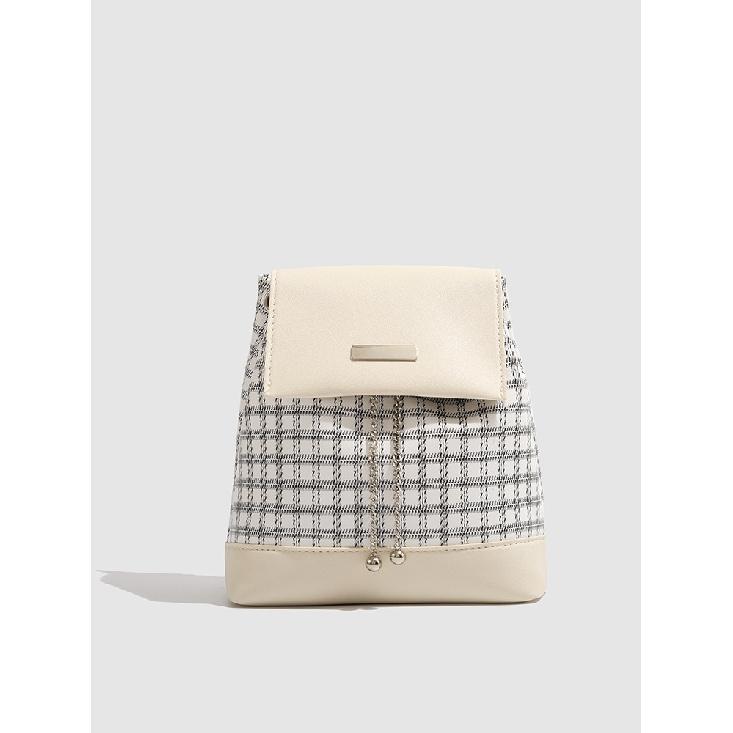 

Special-Interest Design Y2g Chain Backpack Female 2025 New Preppy Style Plaid Fashion Casual All-Match Small Bag White Small Size