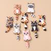 Leslie 10pcs Colorful Striped Cat Charms Lovely Cute Spotted Cat Pendants For Necklace Earring Keychains Diy Jewelry Making