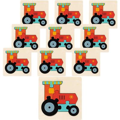 Folk Painting Shops Wood Puzzle Wood Puzzle Train UDOWD0116, 10, 6 Pieces, Korea Best Toddler Puzzle