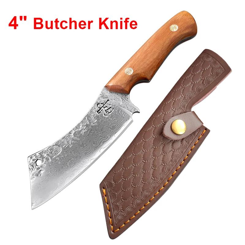 Boning Butcher Knife Fish Fruit Vegetables Kitcher Knives Wood Handle Utility Chef Knife Damascus Cleaver Knife Meat Slicing