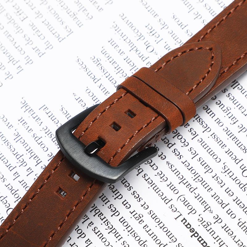 Retro Crazy Horse Leder Smartwatch-Armband, 18 mm 20 mm 22 mm, Echtes Rindsleder mit Schnellverschluss