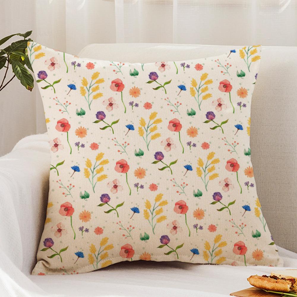 Spring Wildflowers Cushion Cover Premium Comfort Reversible Pillow Cover - Dual - Use Design for Home & Car