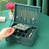 Elegant Emerald Velvets Jewelry Case Antique Inspired Designs Secure Storage Compartments For Rings Earrings Chains