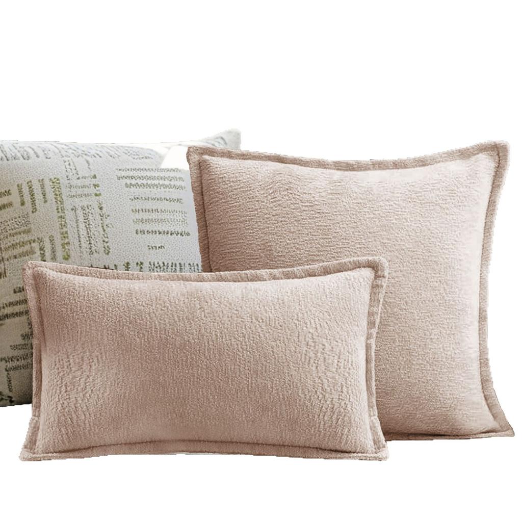 Simple Ins Nordic Solid Color Chenille Press-side Pillow Case Model Room Sofa Decoration Cushion Large Backrest