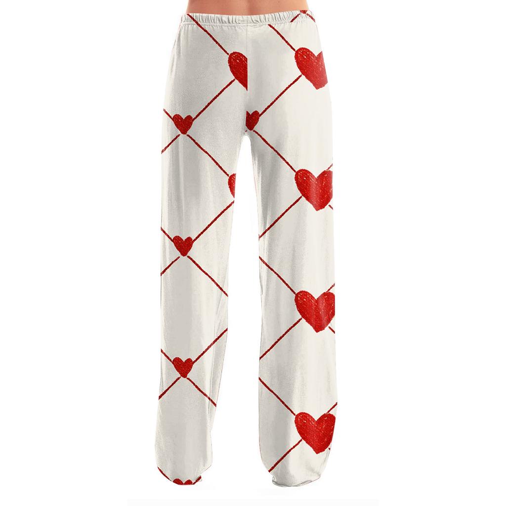 Women's Valentine's Day Heart,themed Casual Milk Silk Fleece Pants, Sleep Pants, Home Pants