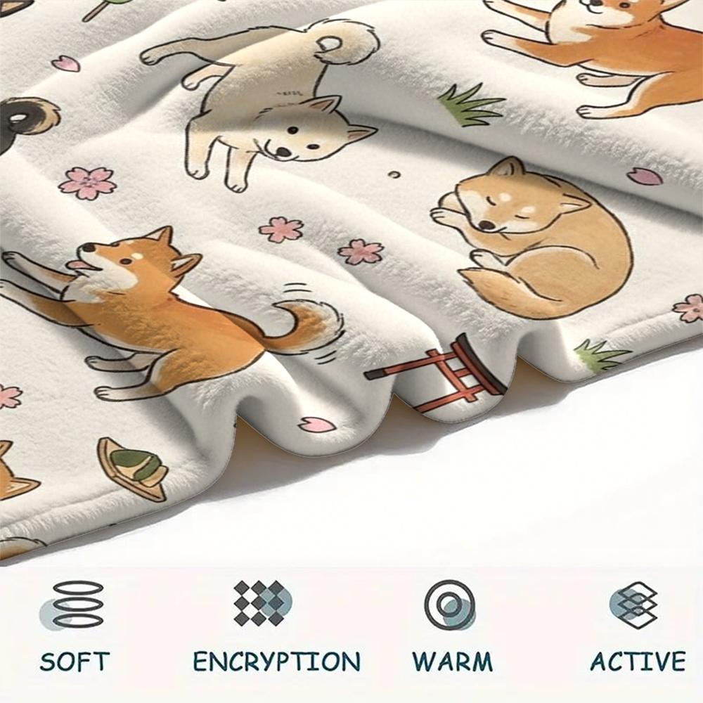 1PC Cute Dog Print Flannel Blanket, High Quality All Seasons, Home Decor, Warmth and Comfort, Perfect for Christmas Gifts