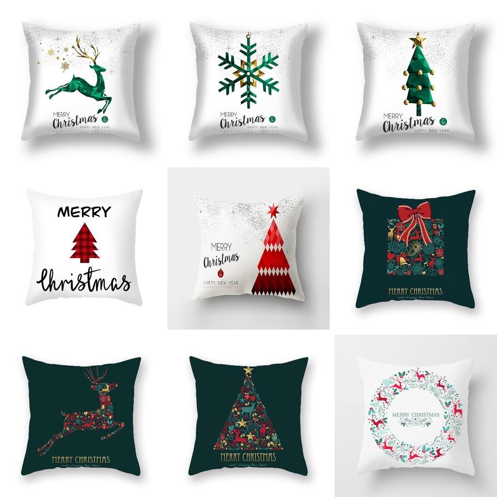 Merry Christmas Cushion Cover Xmas Home Sofa Throw Pillow Case Printing Garnish