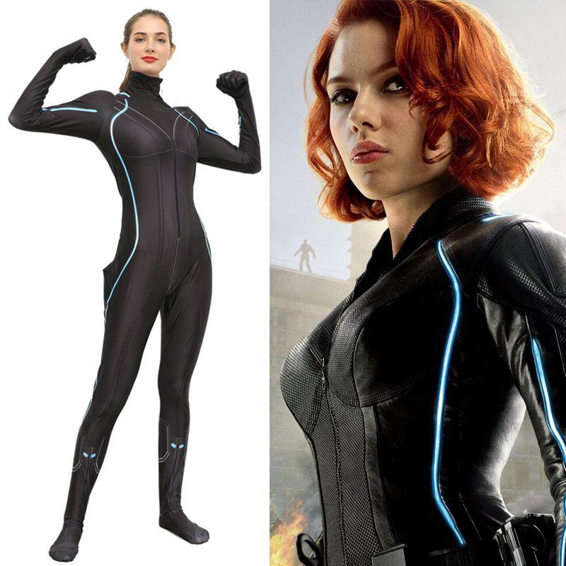 Breathable Black Widow Costume Full Body Zentai Suit For Stylish Superheroes