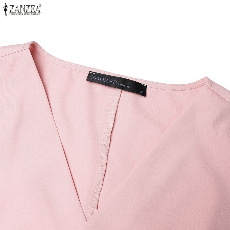 ZANZEA Women Elegant Casual V-Neck Solid Color Sleeveless Dress