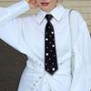 Korean Style Pearls Tie Black Decoration Shirt Tie Elegant Hand-beaded Long Necktie  Students