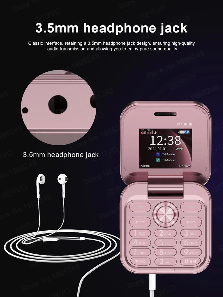 i17Pro Orange Flip Phone: Hot-selling, Foldable, Dual SIM, Dual Standby, Keypad Mini Backup, Multilingual.