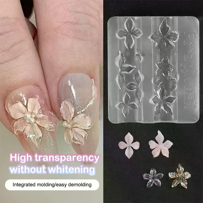 Repair Tools 1/3pcs Relief Lily Flowers Nail Carving Mold 3d Silicone Hawaii Hibiscus Petals Modeling Templates Clear