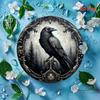 Vintage Crow Wreath Round Aluminum Sign