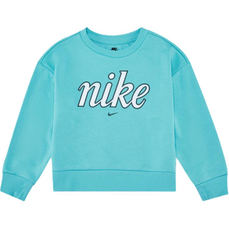 Nike Sweatshirt Pattern Print Soft Comfortable Drop Shoulder Long Sleeve Frost Green Kids tops HQ7909-328