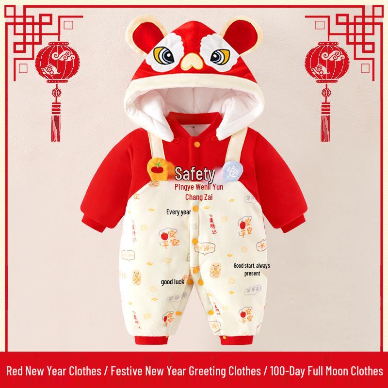 Red Festive Baby Jumpsuit for New Year & Winter Celebrations