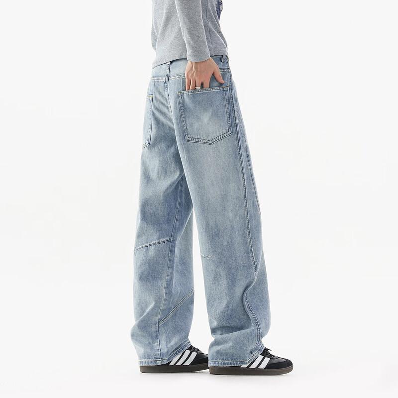 Fingercroxx Men's Japanese Style Curved Leg Denim Jeans