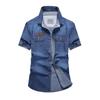 Camisa vaquera fina de verano para hombre Camisa de trabajo de algodón de manga corta para hombre