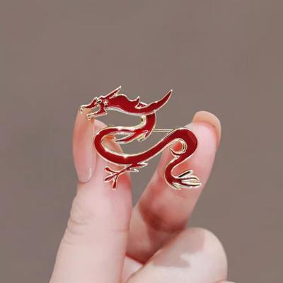 Unisex Brooch Dragon Shape Stainless Exquisite Vintage Anti-slip Wear-resistant Coat Collar Hat Scarf Decoration Clothes Pin Garment Jewelry