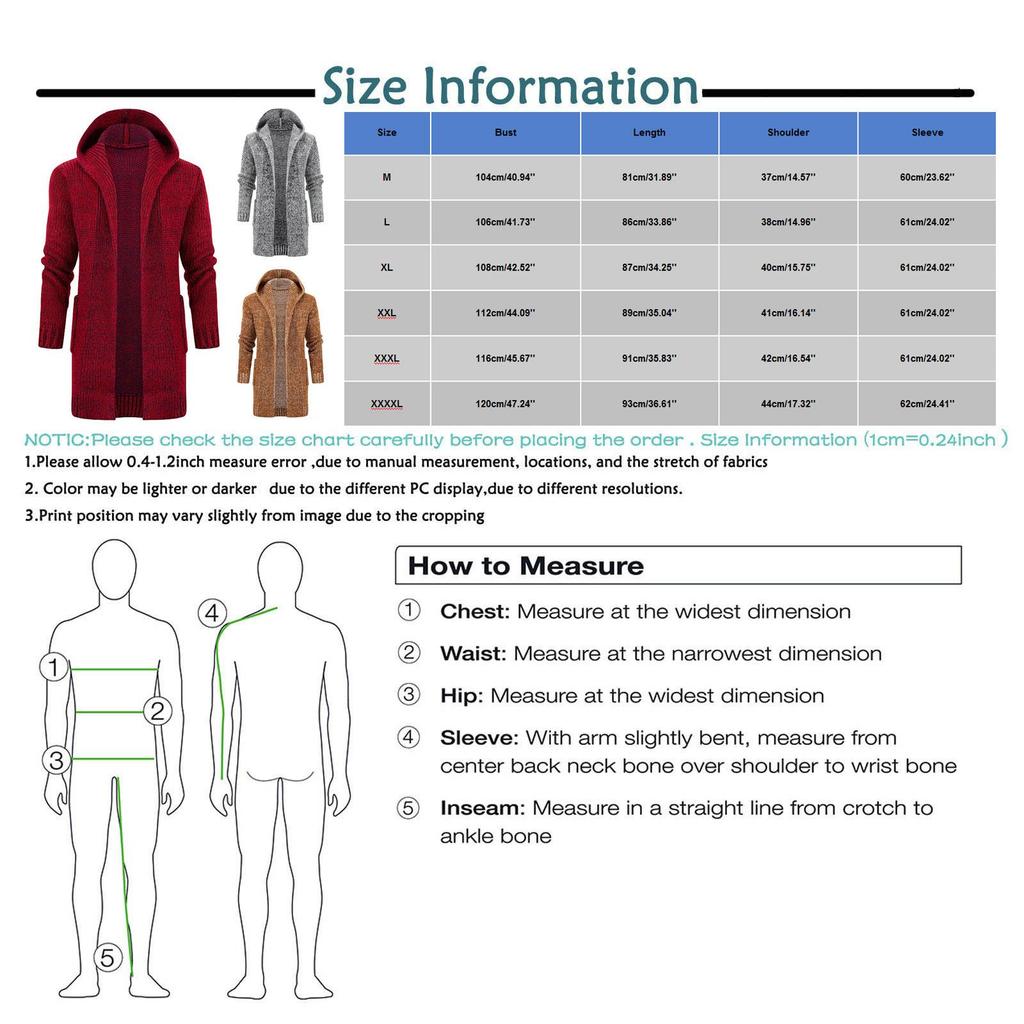 Cardigan lungo antivento con cappuccio in maglia tinta unita da uomo, maglione di media lunghezza