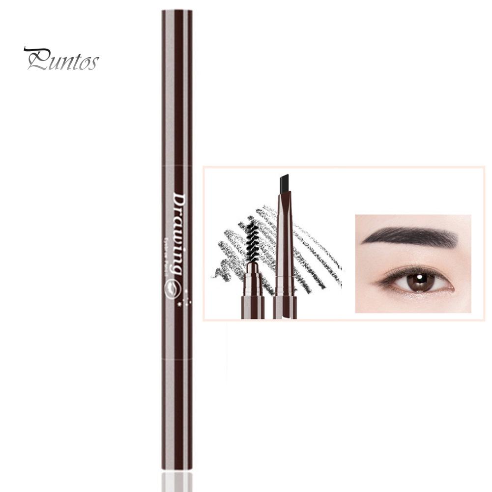 Puntos Dual Head Automatic Rotary Triangle Eyebrow Pencil Brush Non Smudge Eye Cosmetic